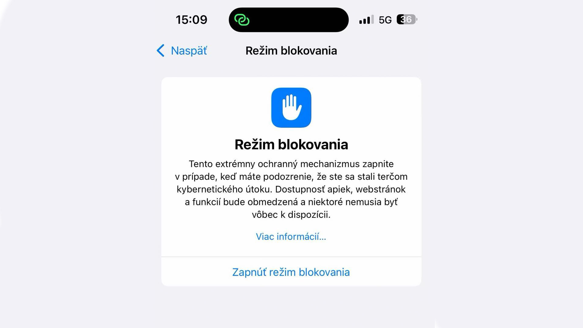 Režim blokovania iOS 18