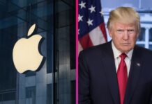Logo spoločnosti Apple a Donald Trump