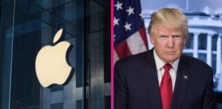 Logo spoločnosti Apple a Donald Trump