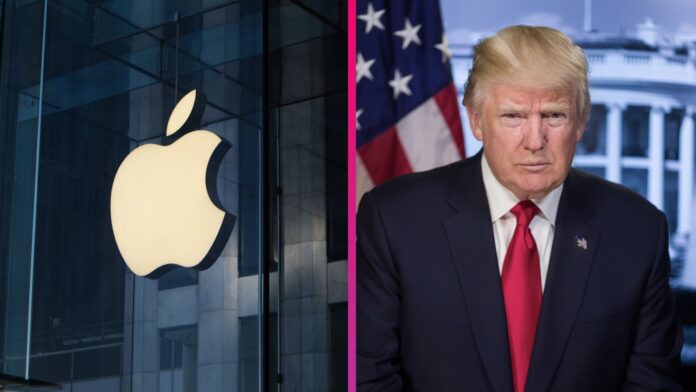 Logo spoločnosti Apple a Donald Trump