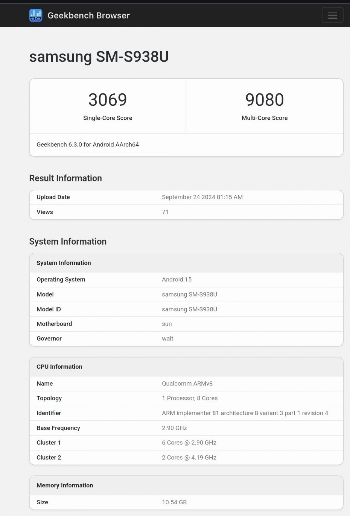 Samsung Galaxy S25 Ultra geekbench test