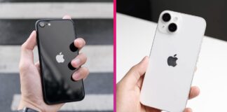 iPhone SE 3 a iPhone 14 v ruke používateľa