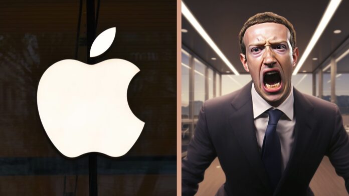 Logo Apple a Mark Zuckerberg