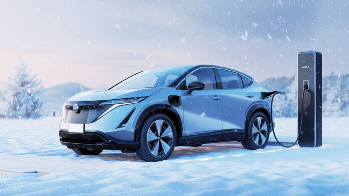 Nissan elektromobil v zime