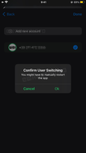 WhatsApp prepínanie účtov