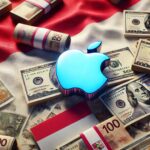 Logo Apple s peniazmi na vlajke Indonézie
