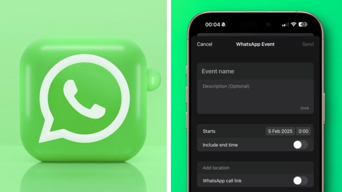 WhatsApp vytváranie udalostí