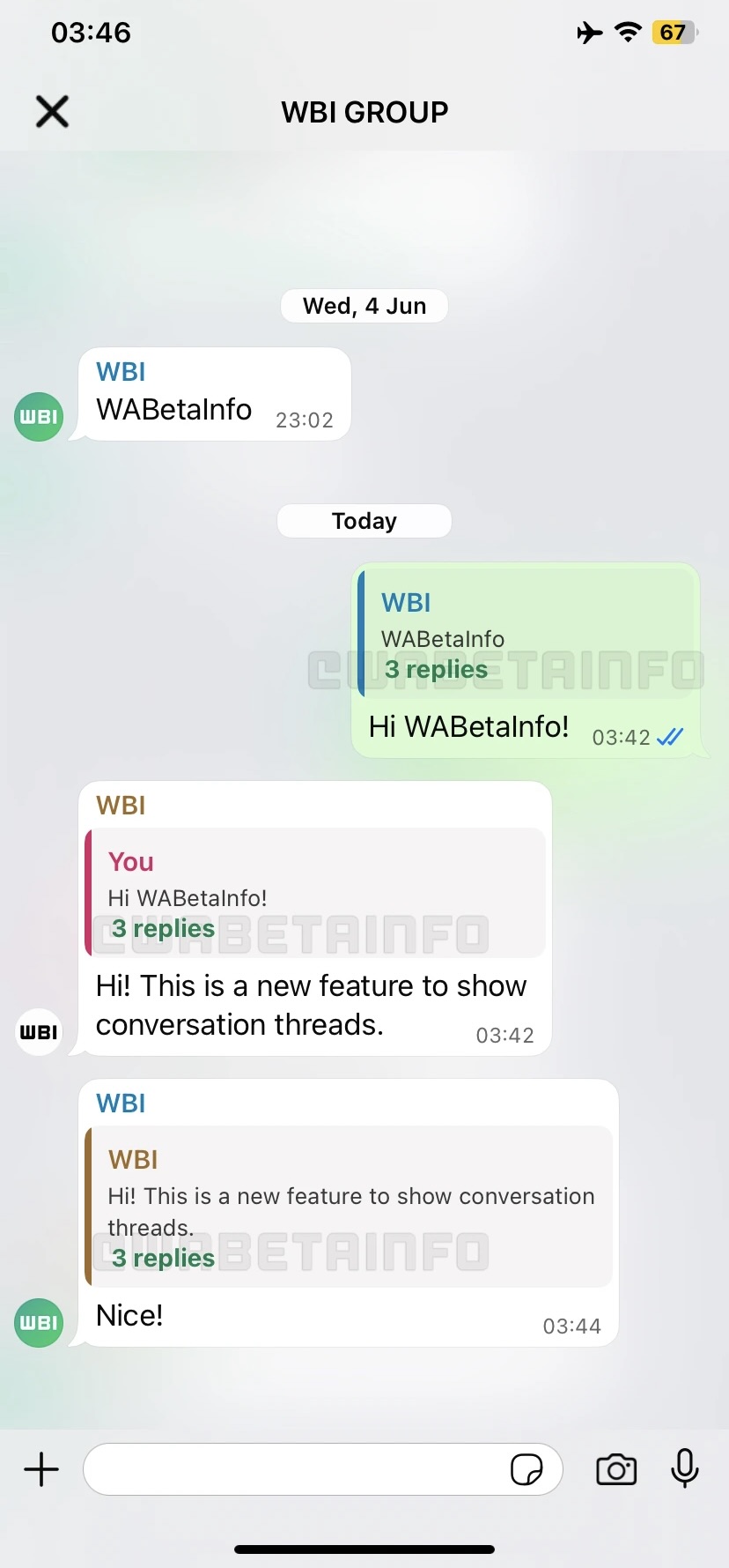 Vlákna správ vo WhatsApp