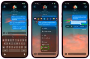 Správy kopírovanie textu v iOS 26