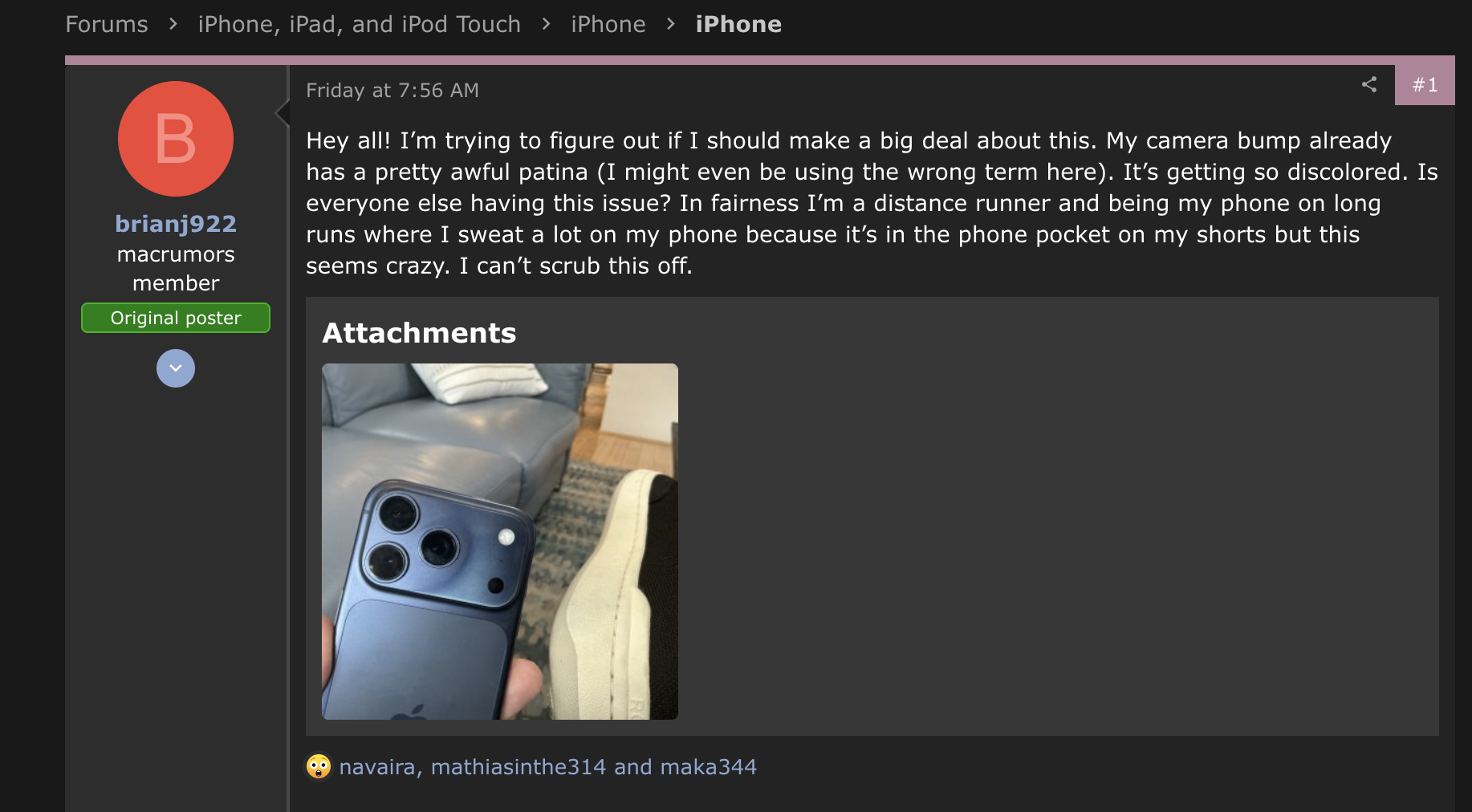 iPhone modrý strata farby