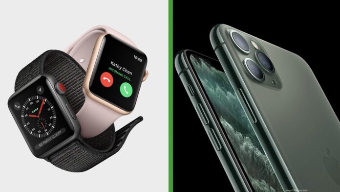Apple Watch Series 3 a iPhone 11 Pro