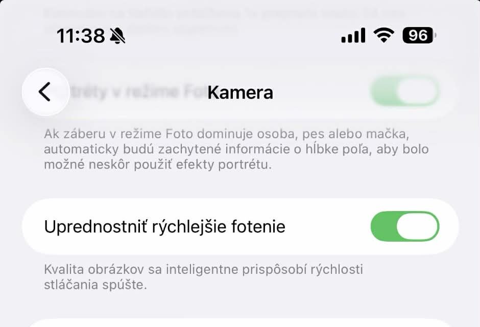 uprednostniť rýchlejšie fotenie iOS 26