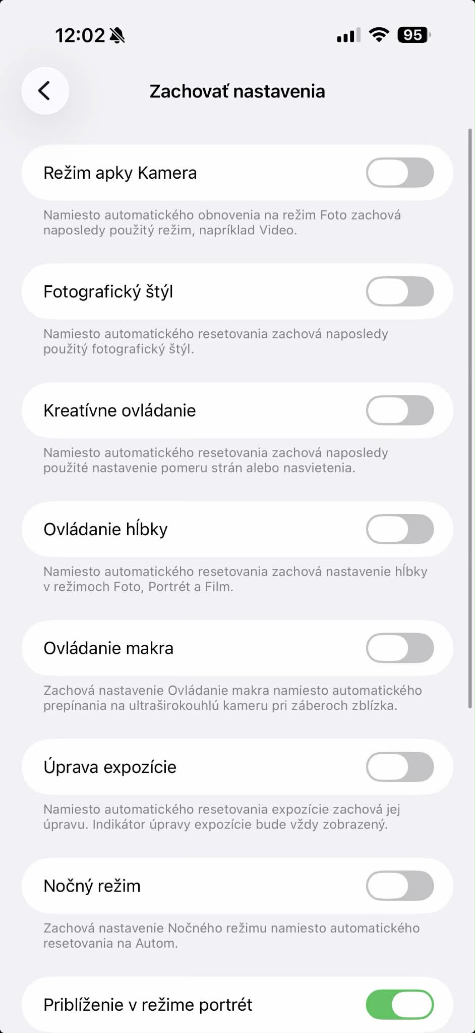 Zachovať nastavenia