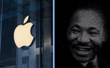 Apple si uctil odkaz Martina Luthera Kinga Jr. špeciálnou úpravou svojej stránky Apple Logo Martin Luther King Jr.