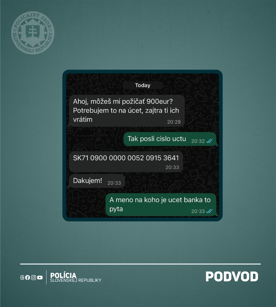 WhatsApp podvod slovensko