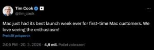 Tim Cook príspevok na X