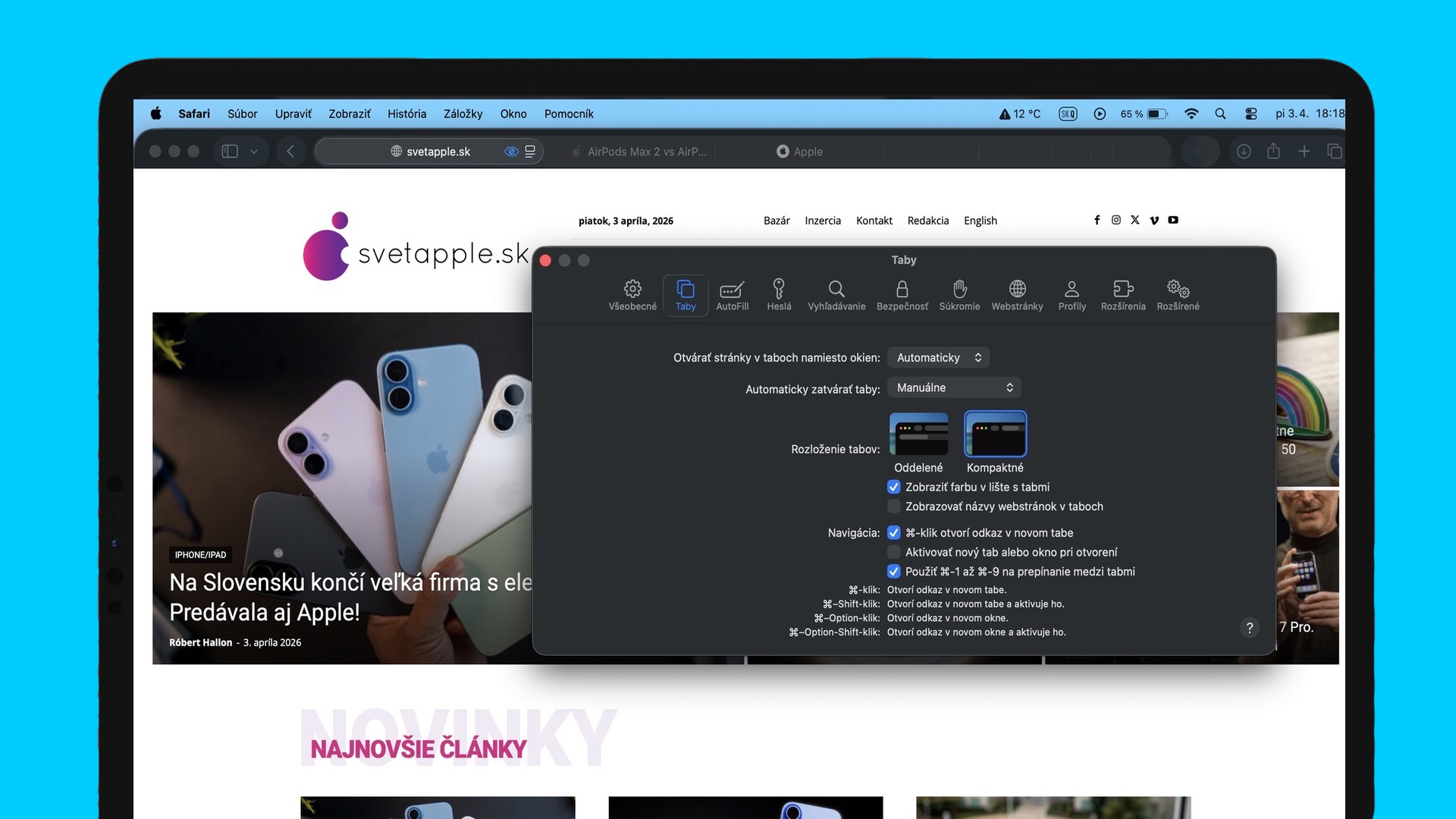 Safari vracia obľúbenú funkciu. Kompaktné zobrazenie tabov je späť v macOS aj iPadOS Safari kompaktné taby