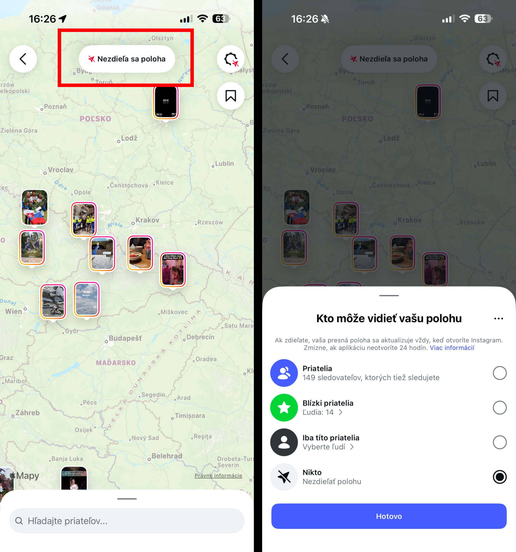 Instagram mapa