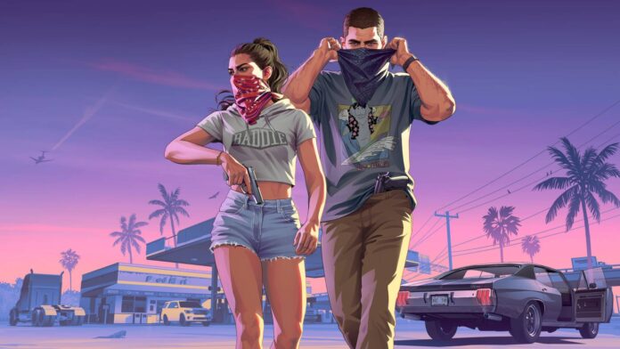 GTA 6 – Lucia a Jason Lucia a Jason z hry GTA 6 pred automobilom vo Vice City
