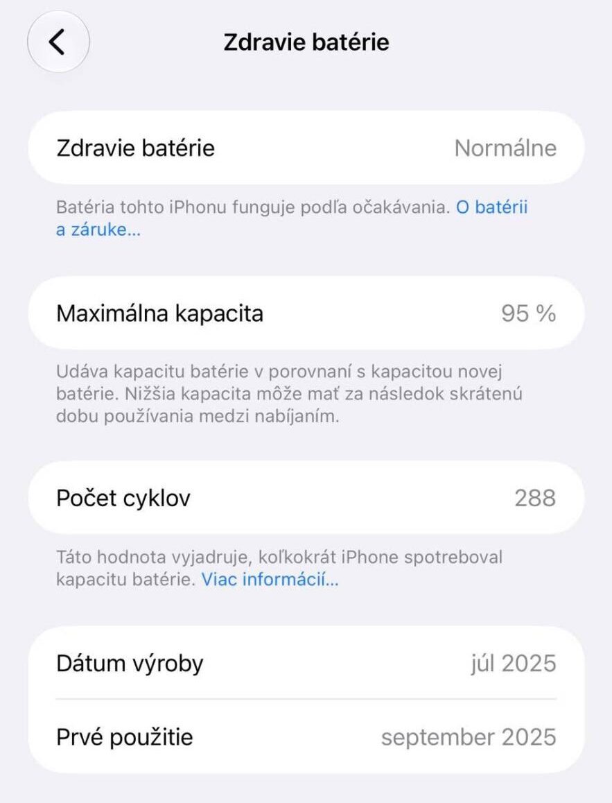 iPhone Zdravie batérie
